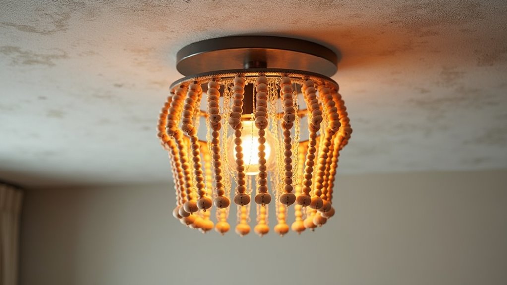 beaded wood ceiling fixture