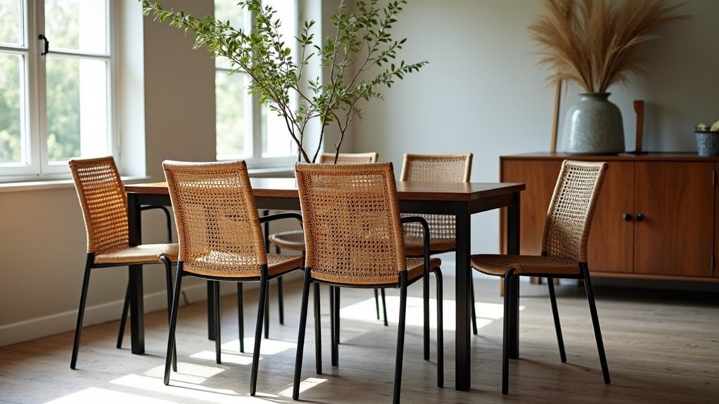 boho woven rattan contrast