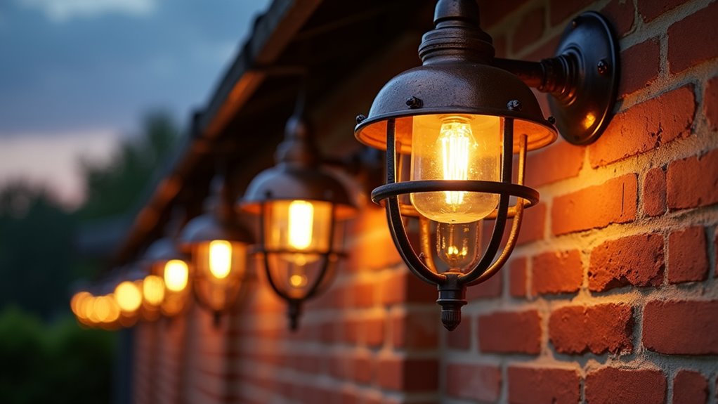 burnished metal industrial lights