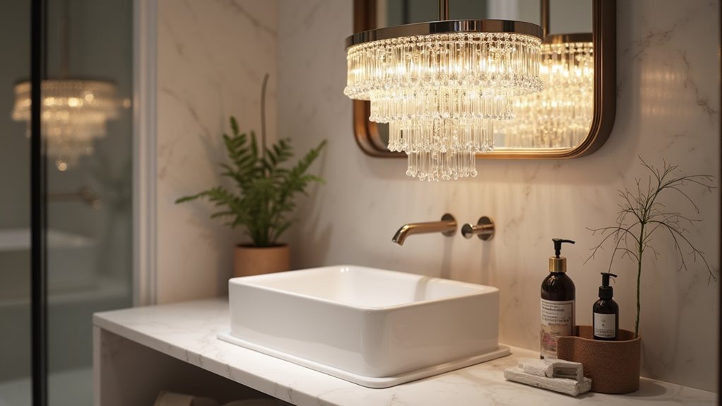 captivating multi tiered bathroom lighting