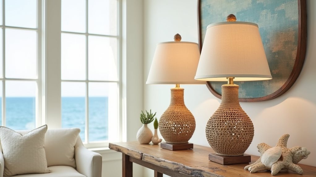 coastal minimalist rattan lamps