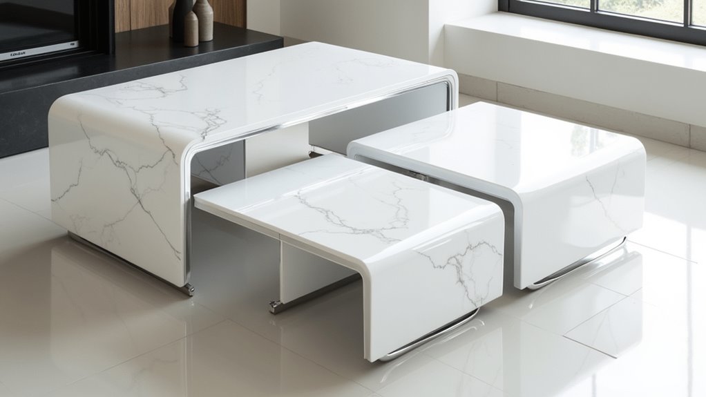 contemporary white marble trio