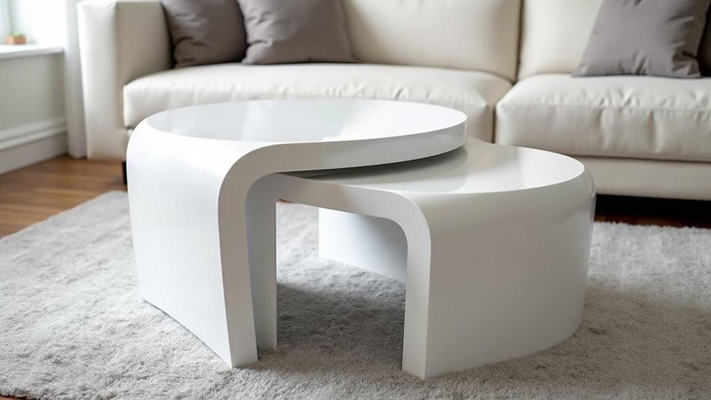 crisp white nesting tables