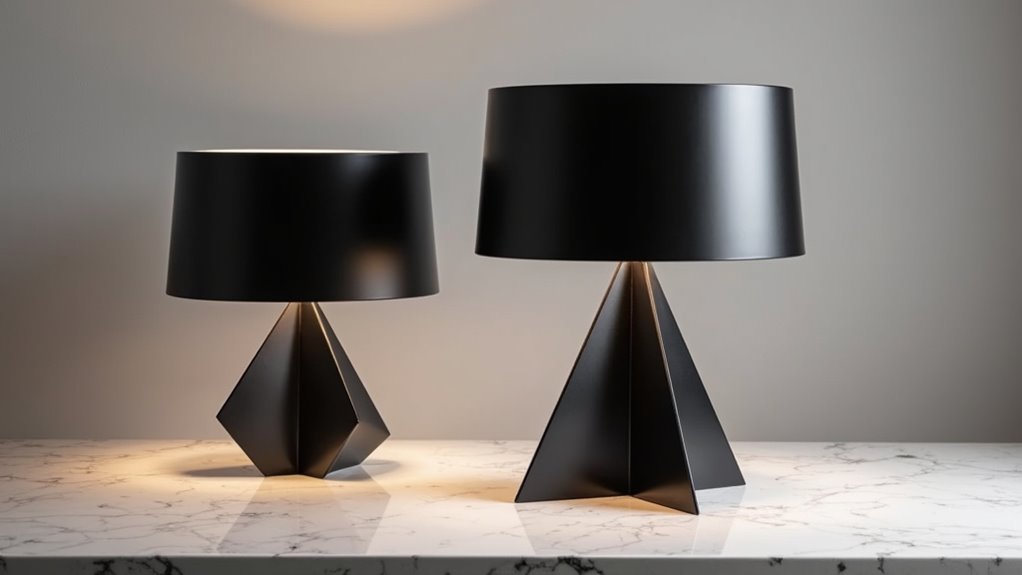 elegant geometric black lamps