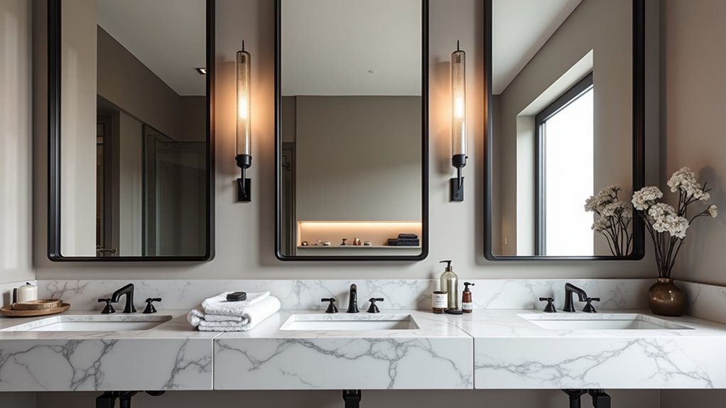 framed mirror integrated shelf