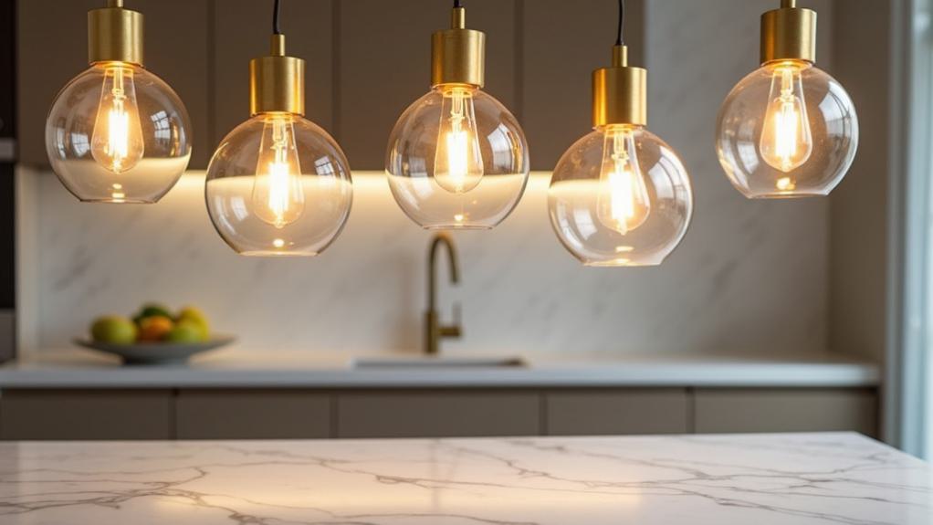 gold glass kitchen pendant