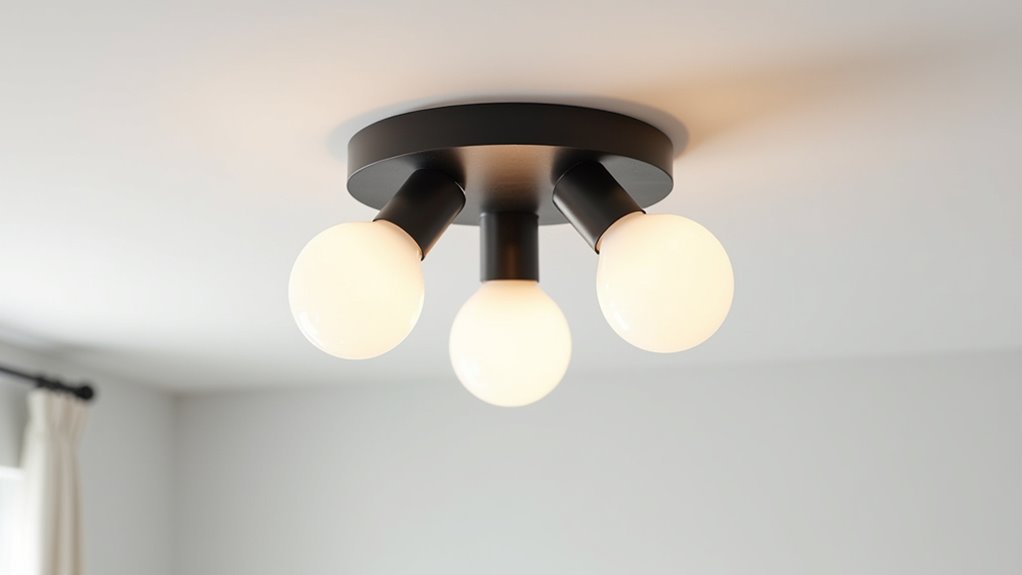 minimalist three bulb flush mount