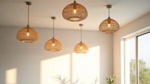 rattan semi flush lighting