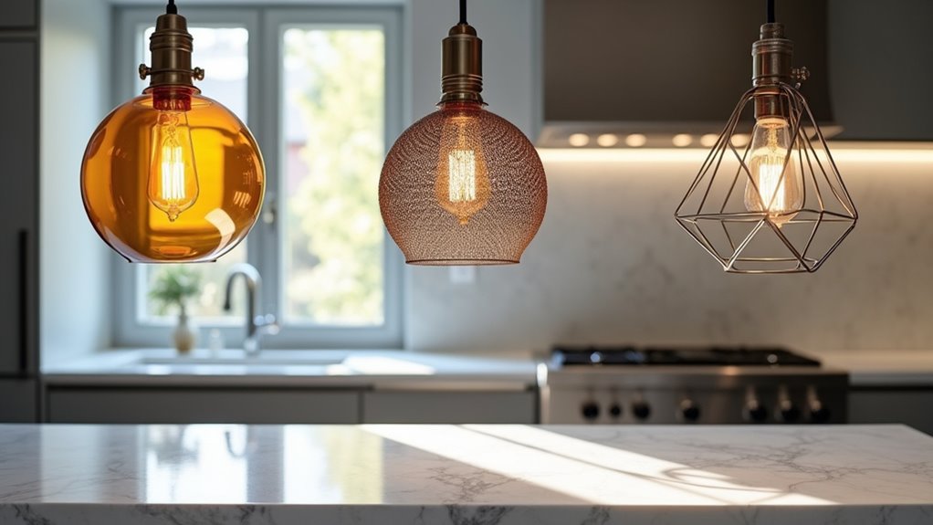 three unique pendant lights