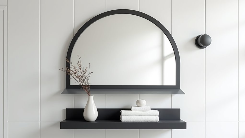 trendy arch shaped bathroom mirror