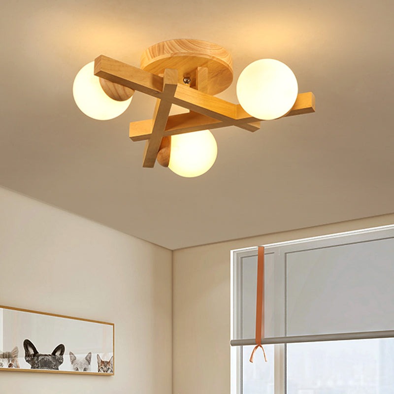 wooden multi light flush