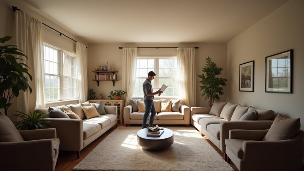 assess living room lighting