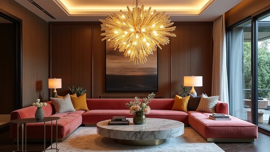bold chandeliers as focal points
