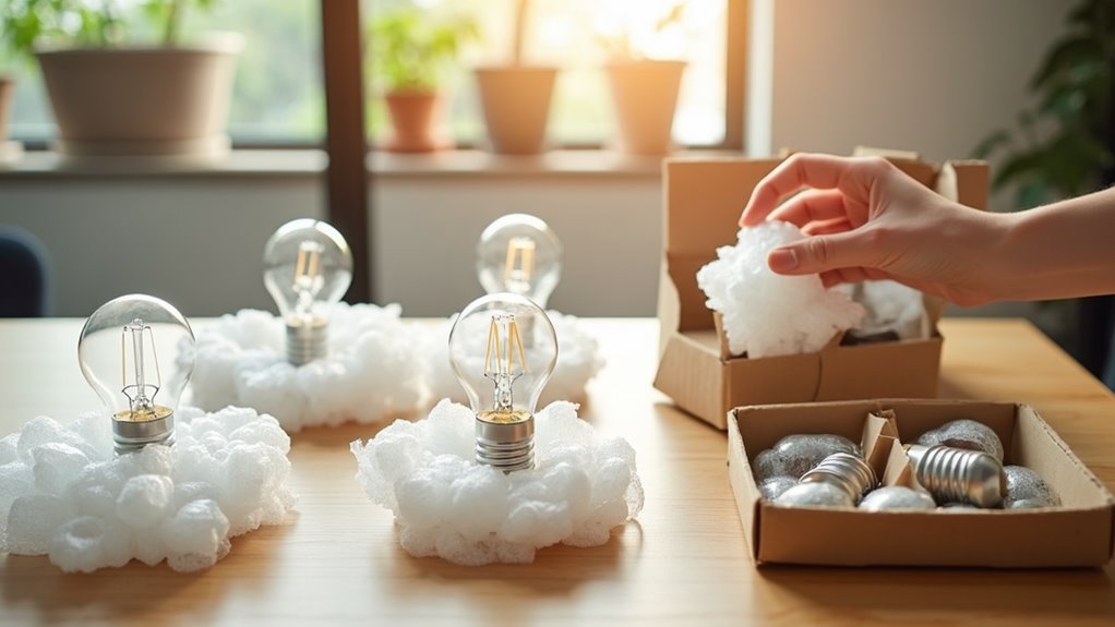 pack light bulbs carefully