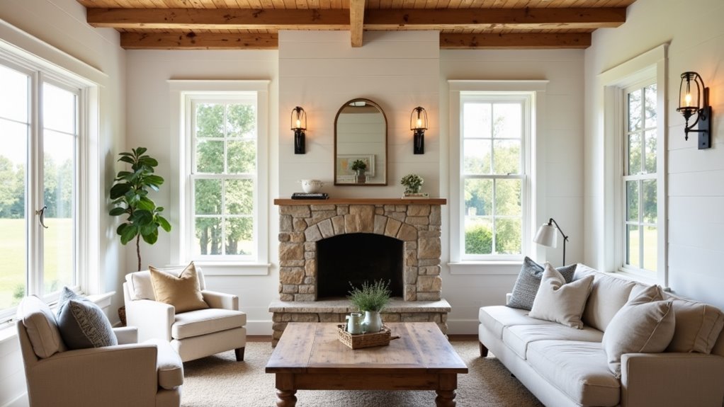 rustic sconces enhance ambiance