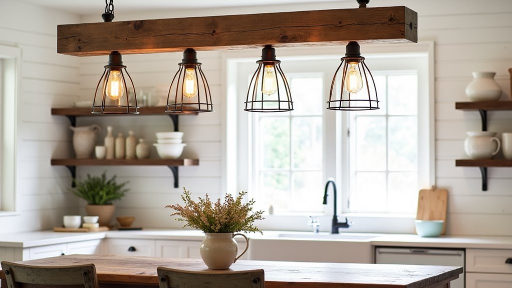 rustic wooden beam light