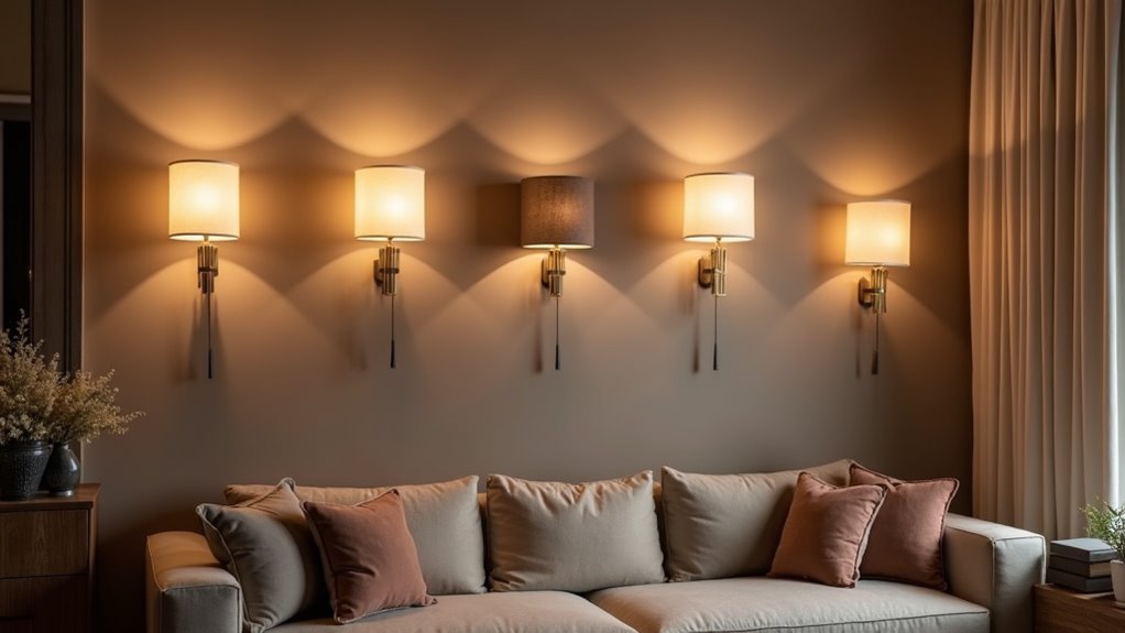 shaded sconces enhance decor