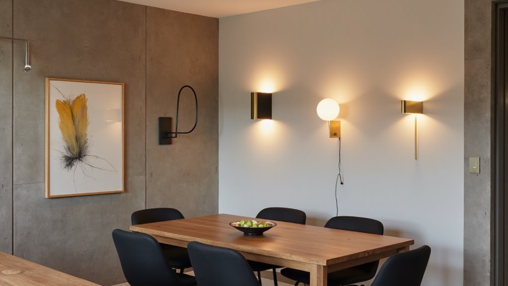 sleek sconces enhance dining
