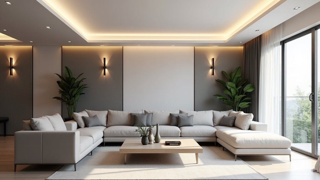 sleek wall and recessed lighting