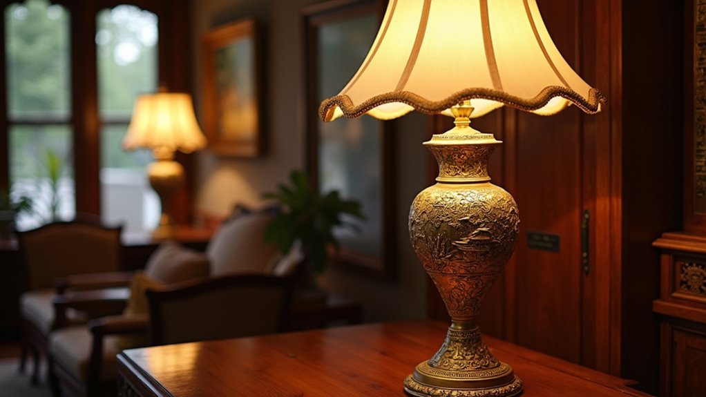 antique chinoiserie brass lamp