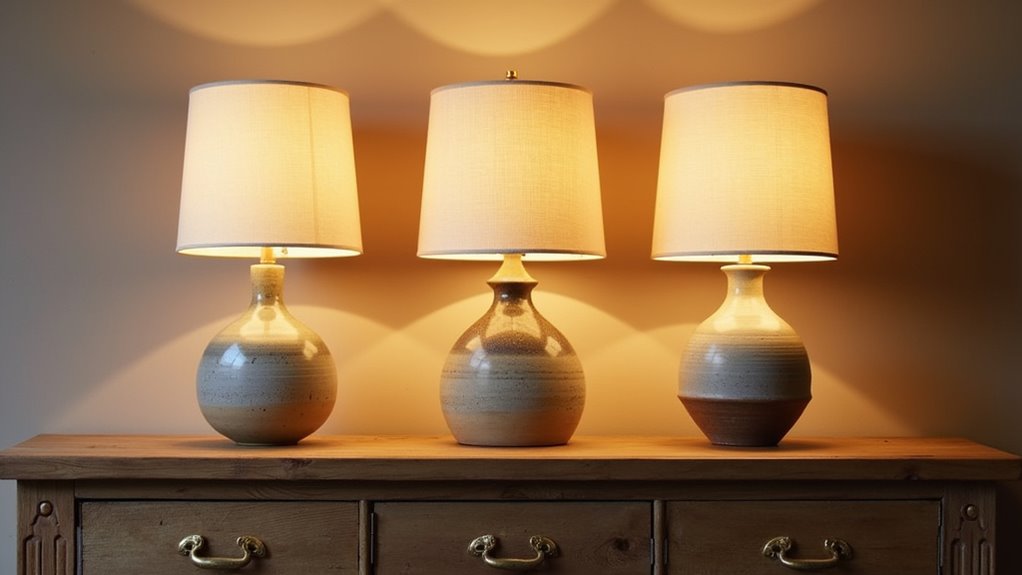 artisan hand thrown table lamps