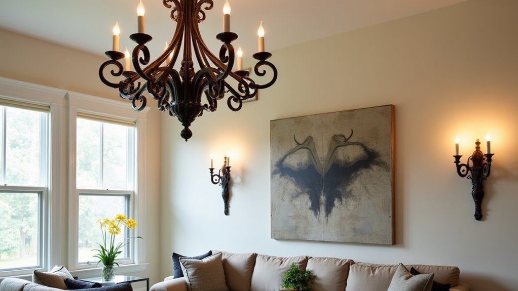 artistic wall sconces enhance decor