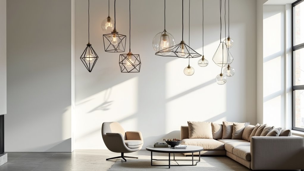 geometric chandeliers enhance elegance