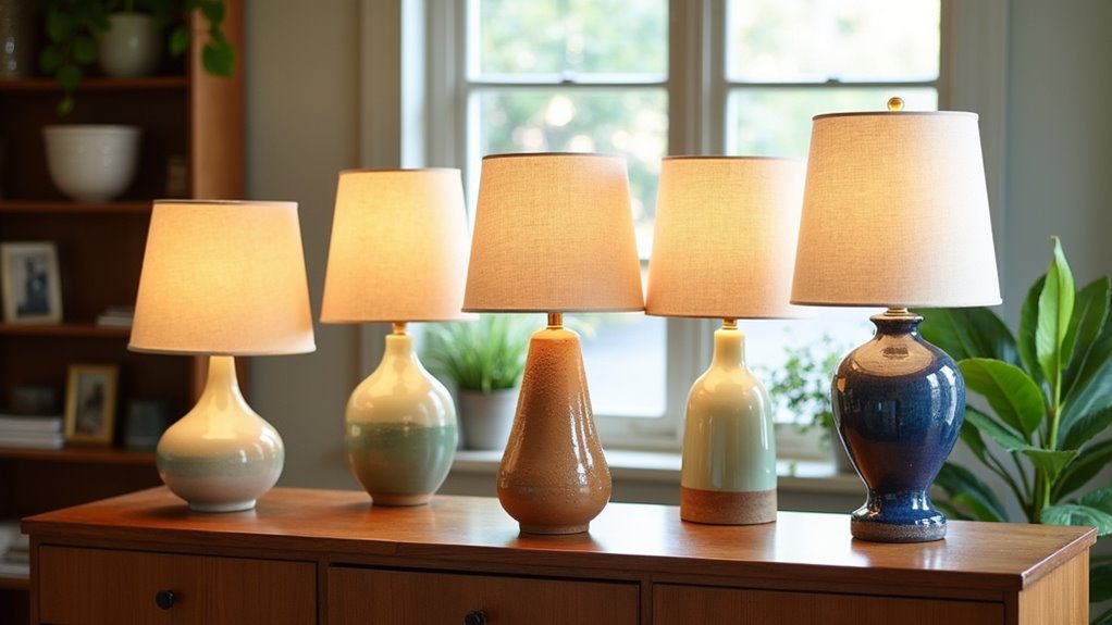 hand thrown pottery lamps