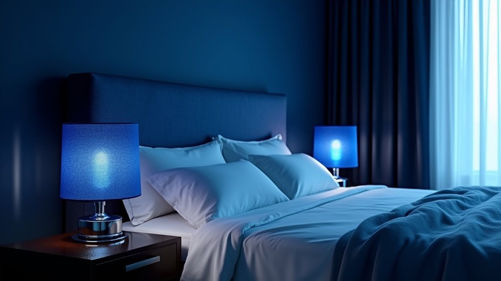 navy blue bedroom elegance