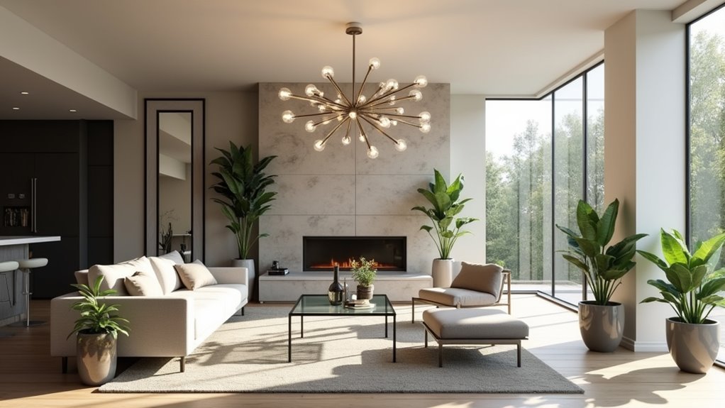 nickel chandeliers enhance modern interiors
