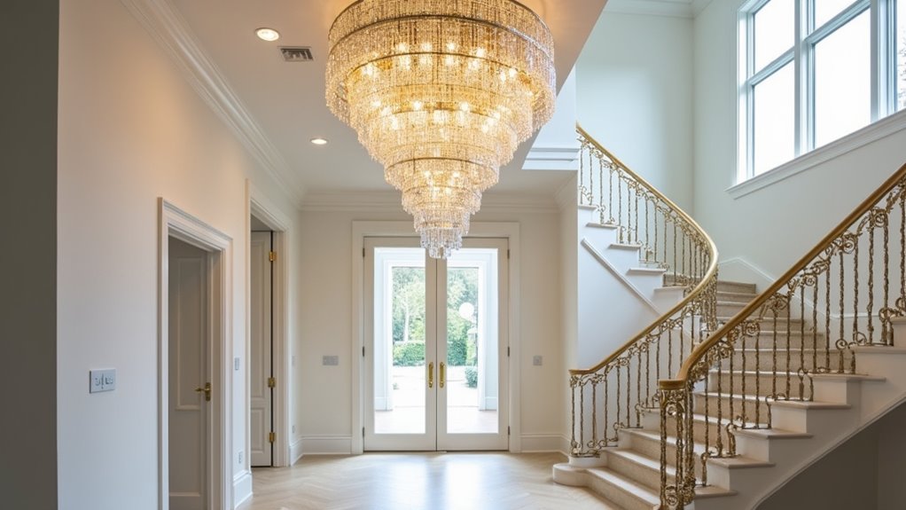opulent multi tiered crystal chandeliers