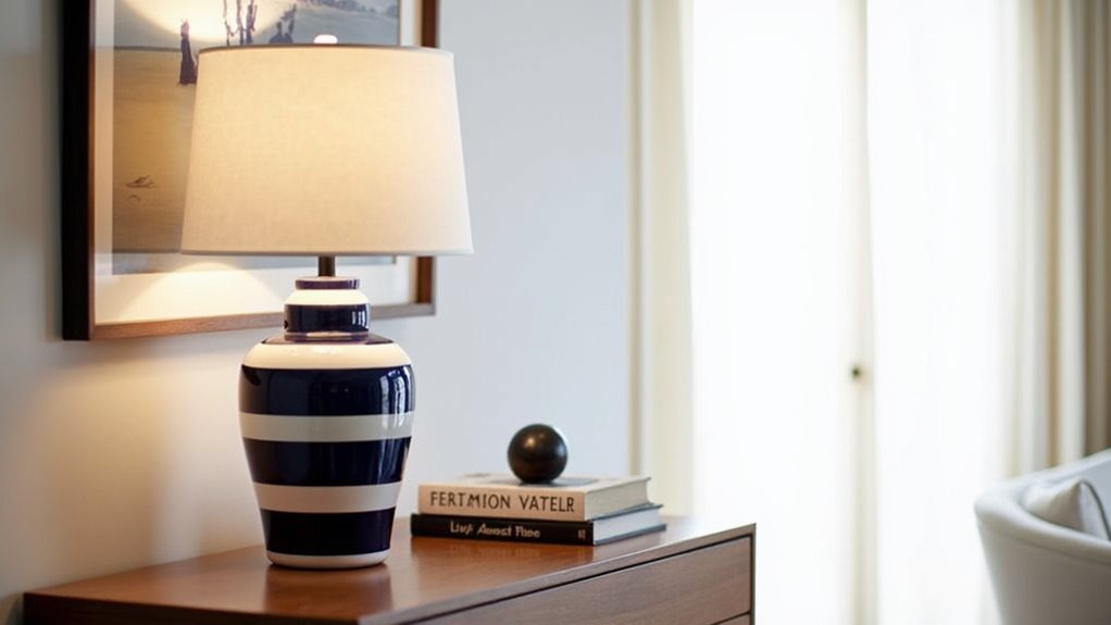 striped ceramic lamp elegance
