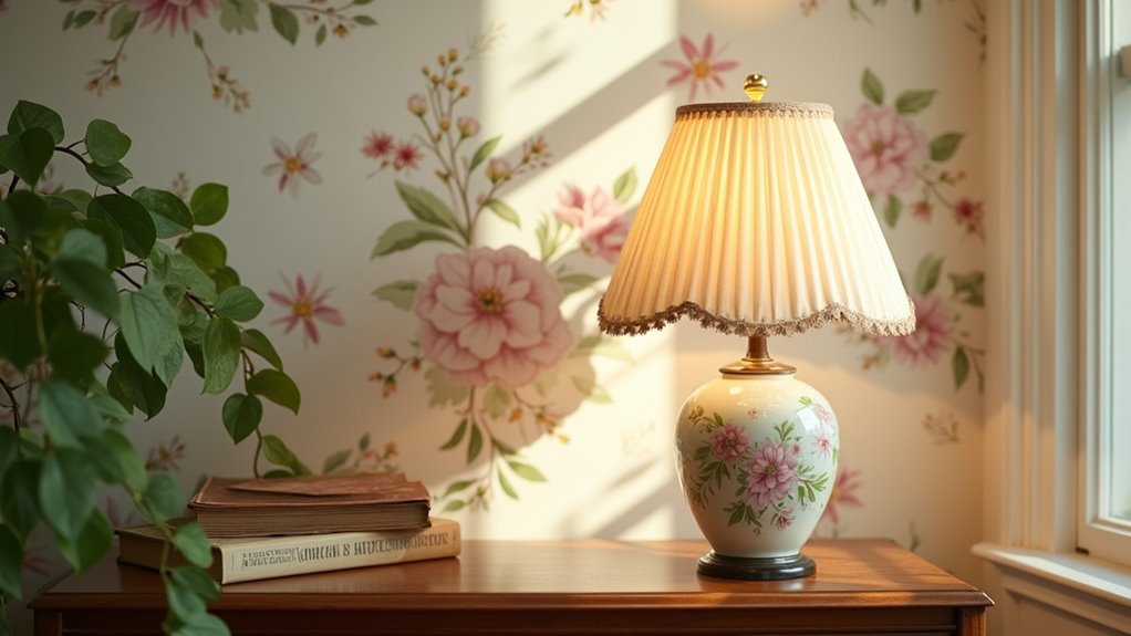 vintage floral ceramic lamp