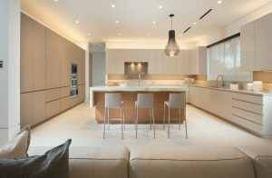 pendant lights over a breakfast bar